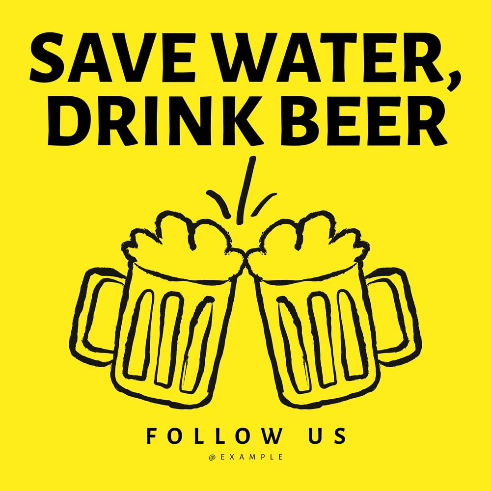 Save water drink beer Facebook ad template, editable text & design