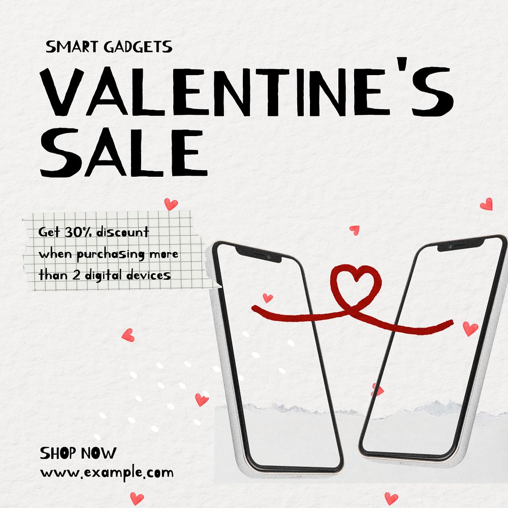 Valentine's sale Instagram post template, editable social media design