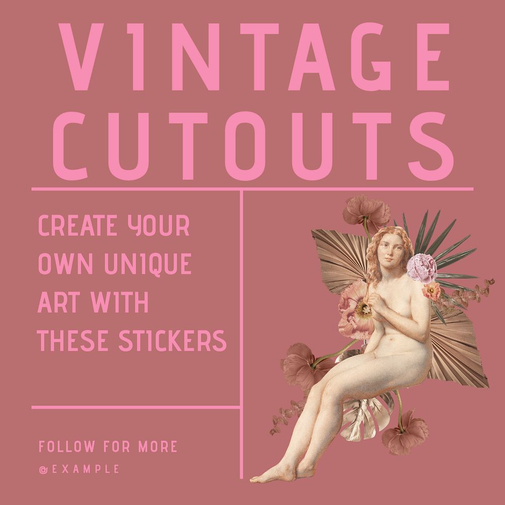 Vintage cutouts sticker Facebook ad template, editable text & design