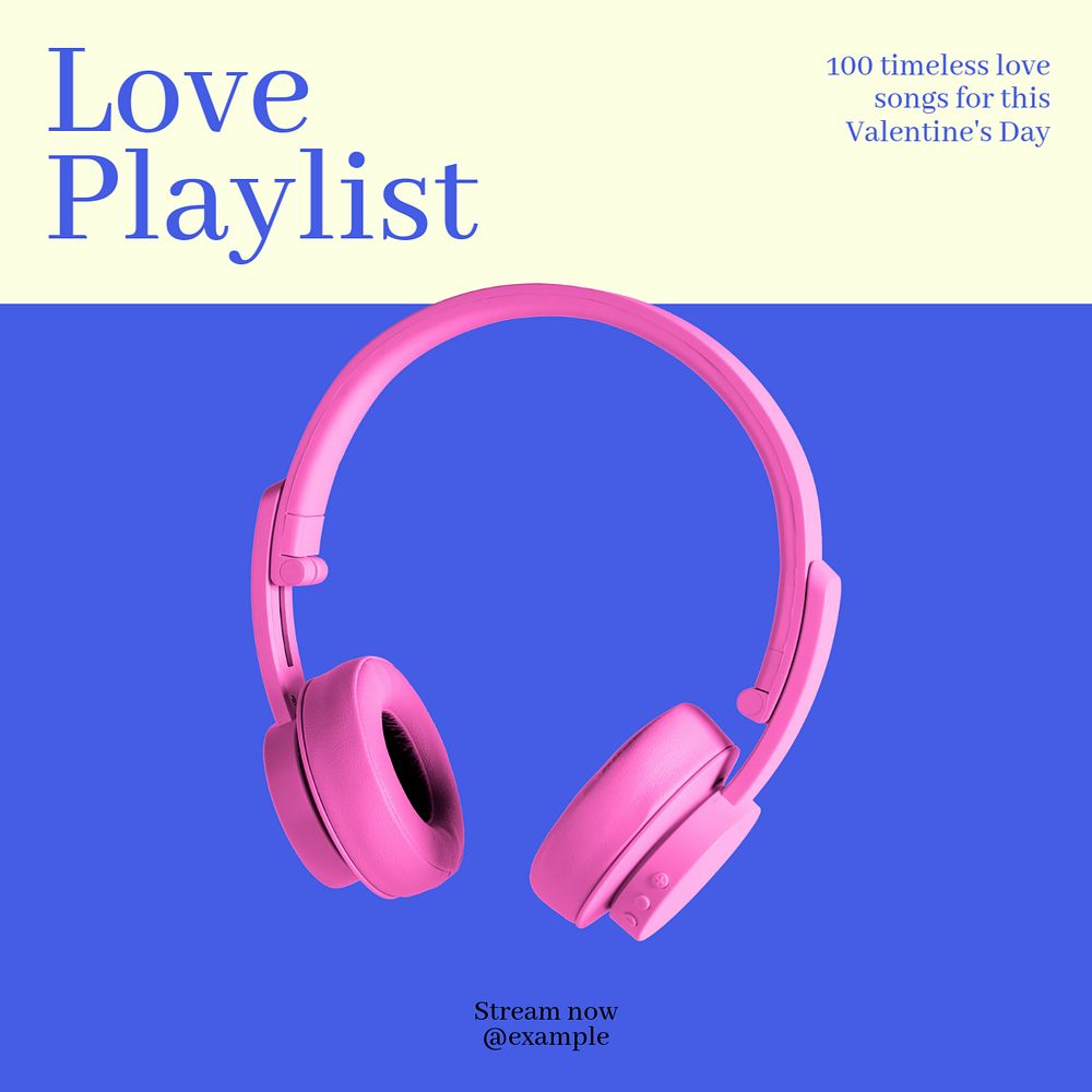 Love playlist Facebook ad template, editable text & design