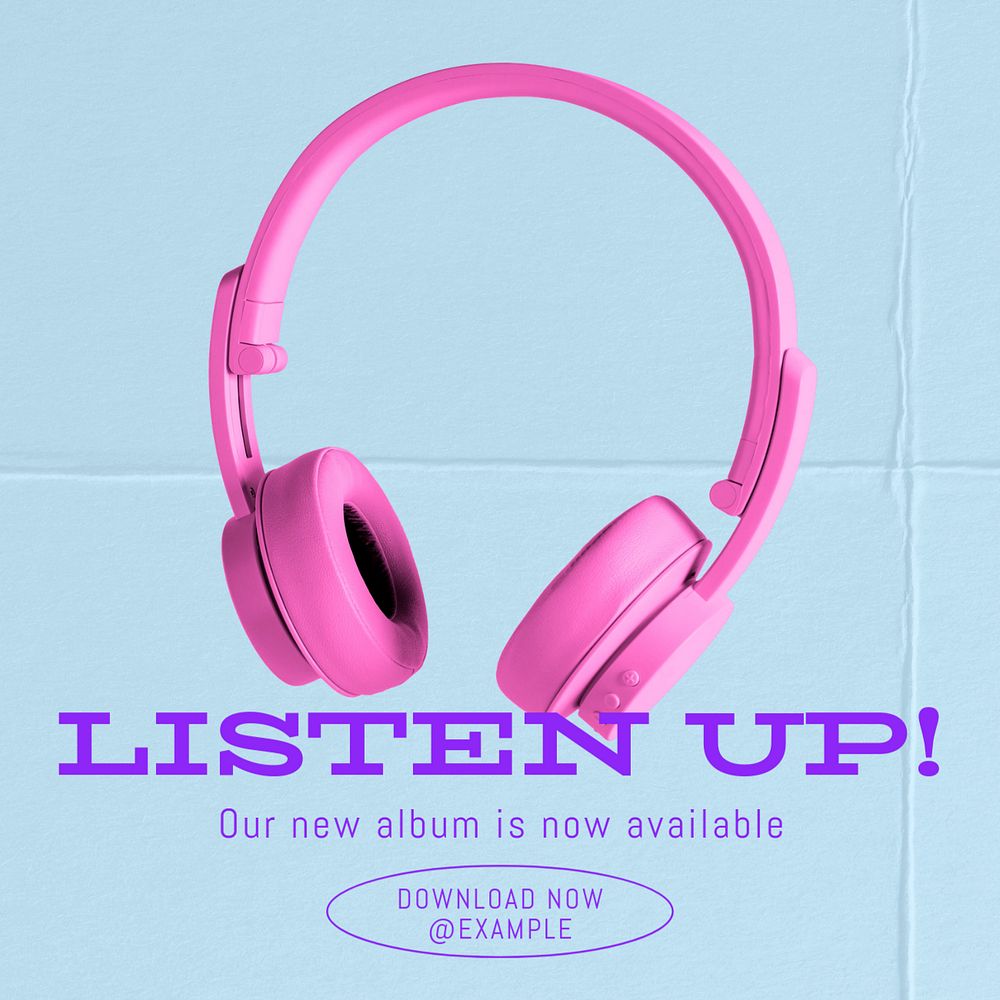 Listen up Facebook ad template, editable text & design