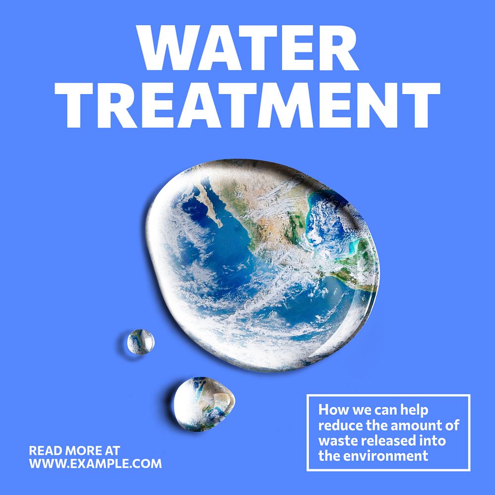 Water treatment Facebook ad template, editable text & design