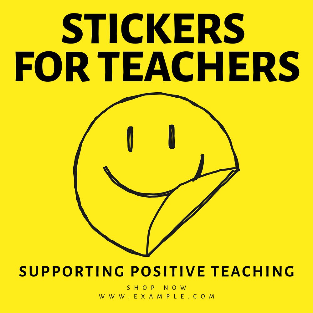 Stickers for teachers Facebook ad template, editable text & design