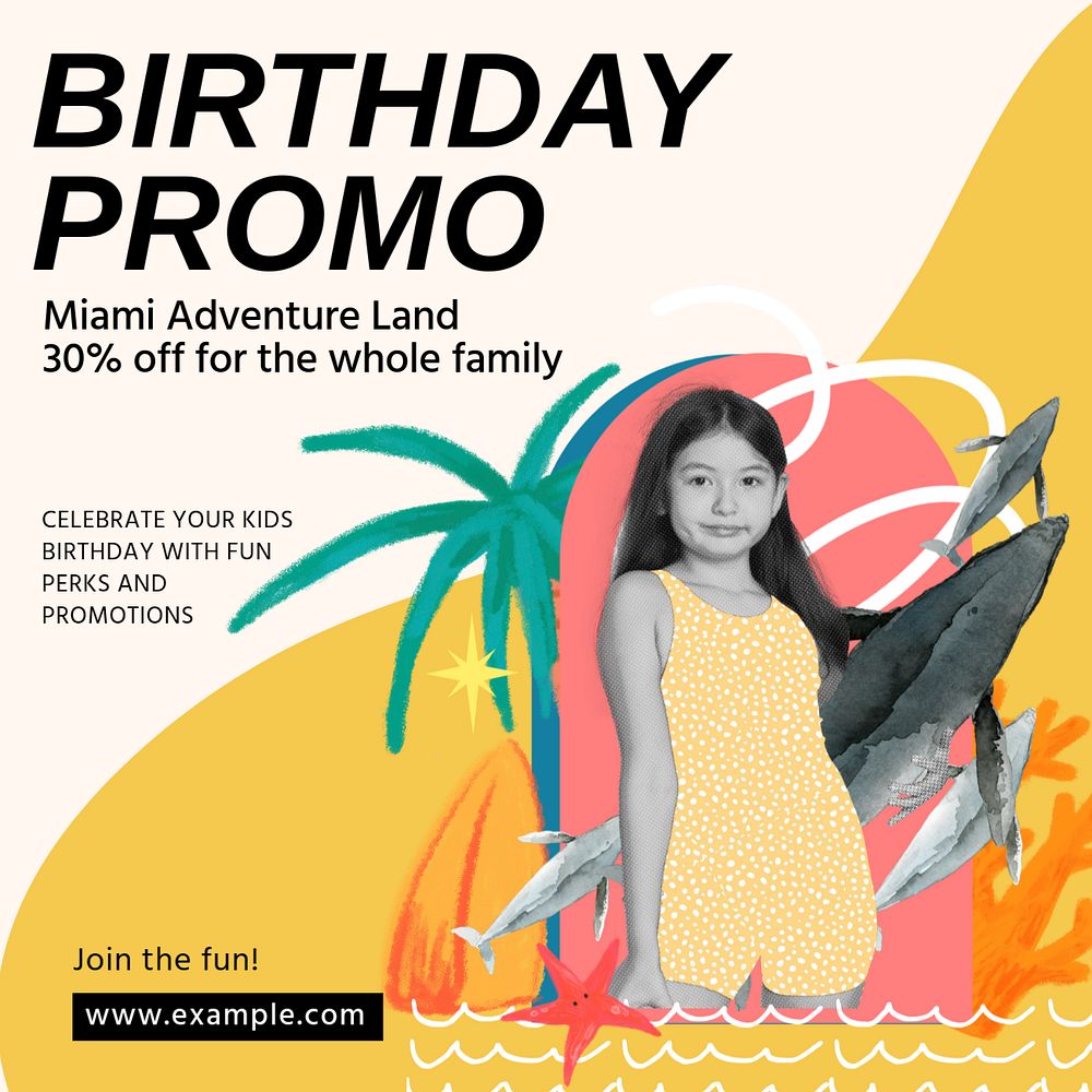 Birthday promo Instagram post template, editable social media design