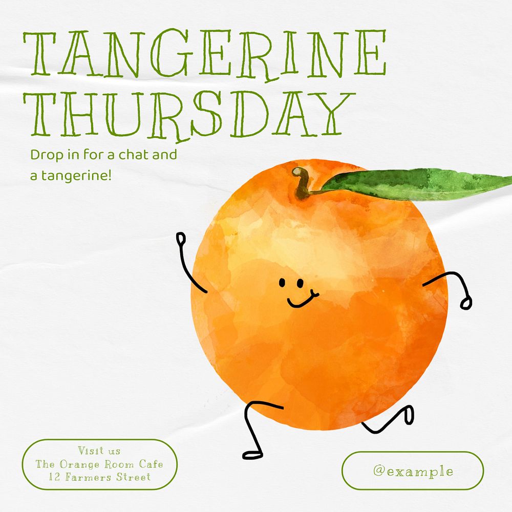 Tangerine Thursday Facebook ad template, editable text & design