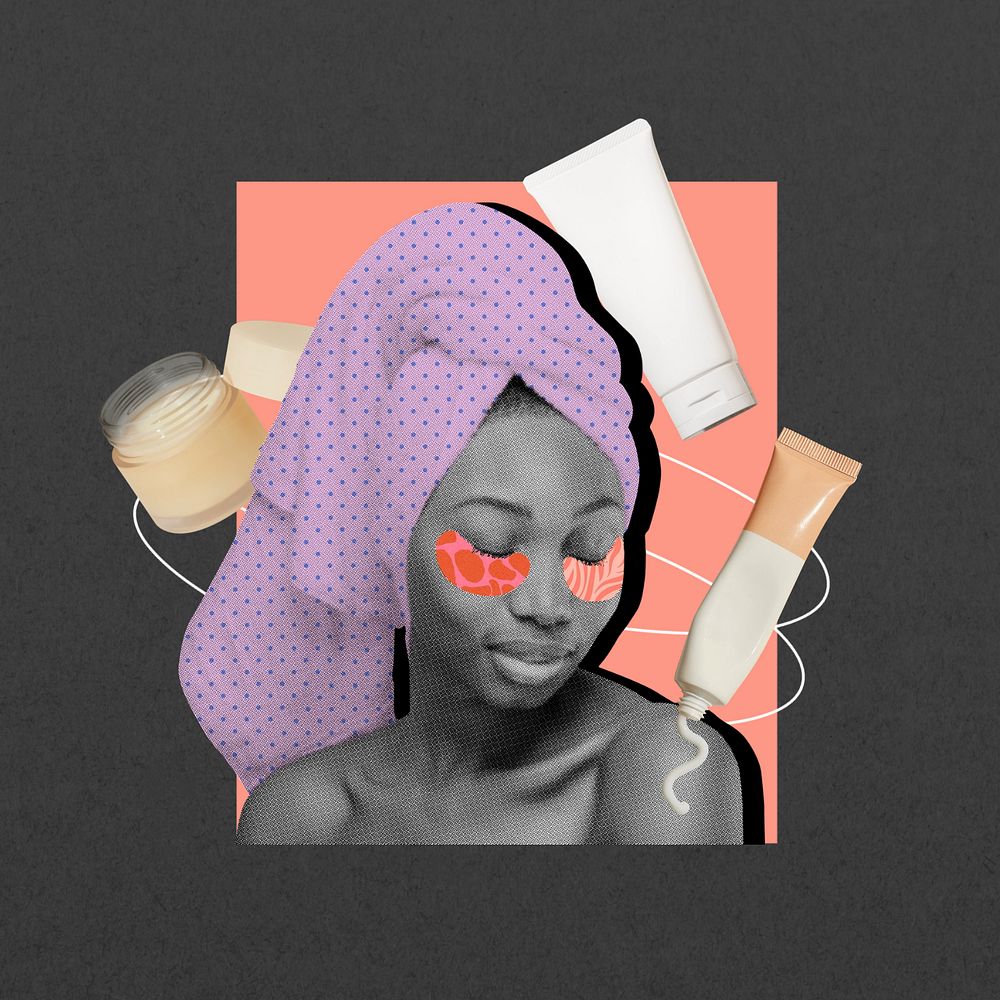 Spa woman, creative beauty collage, editable design