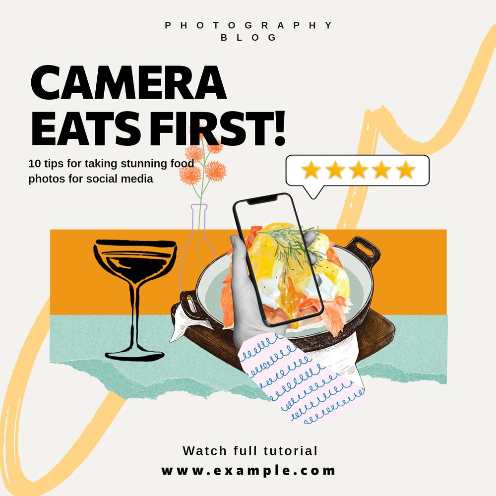 Food photography Instagram post template, editable social media design