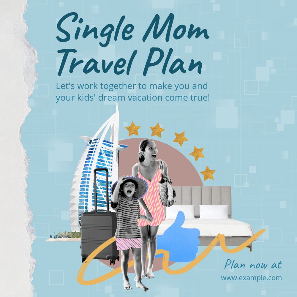 Traveling plan Instagram post template, editable social media design