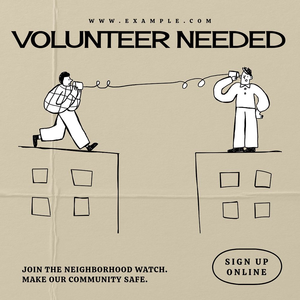 Volunteer needed Facebook ad template, editable text & design