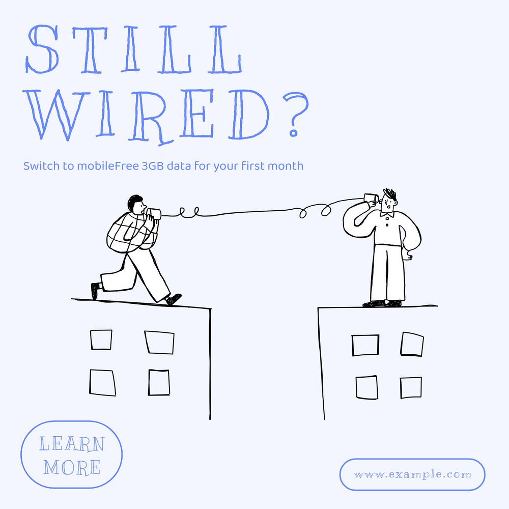 Still wired phone ad Facebook ad template, editable text & design