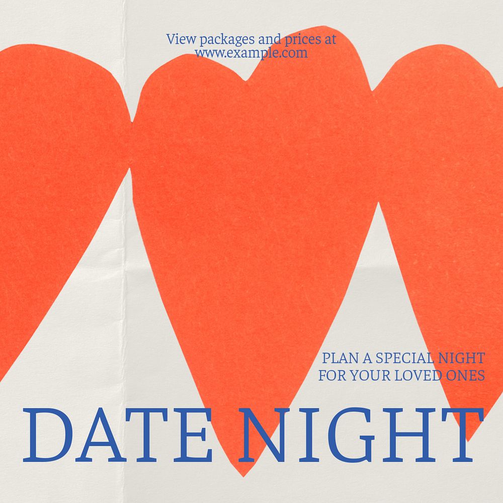 Date night Facebook ad template, editable text & design