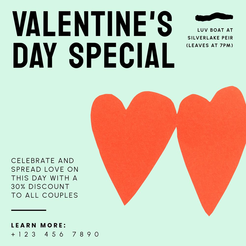 Valentine's day special Facebook ad template, editable text & design