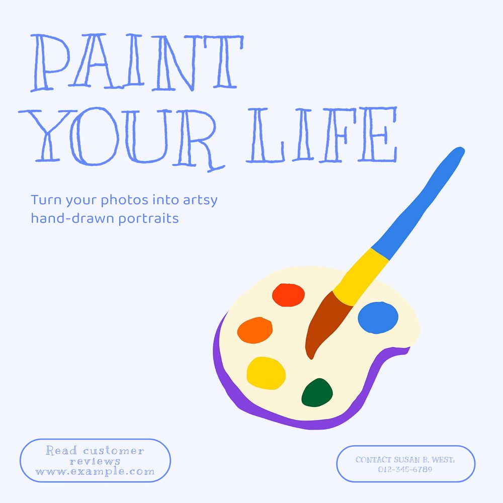 Paint your life Facebook ad template, editable text & design