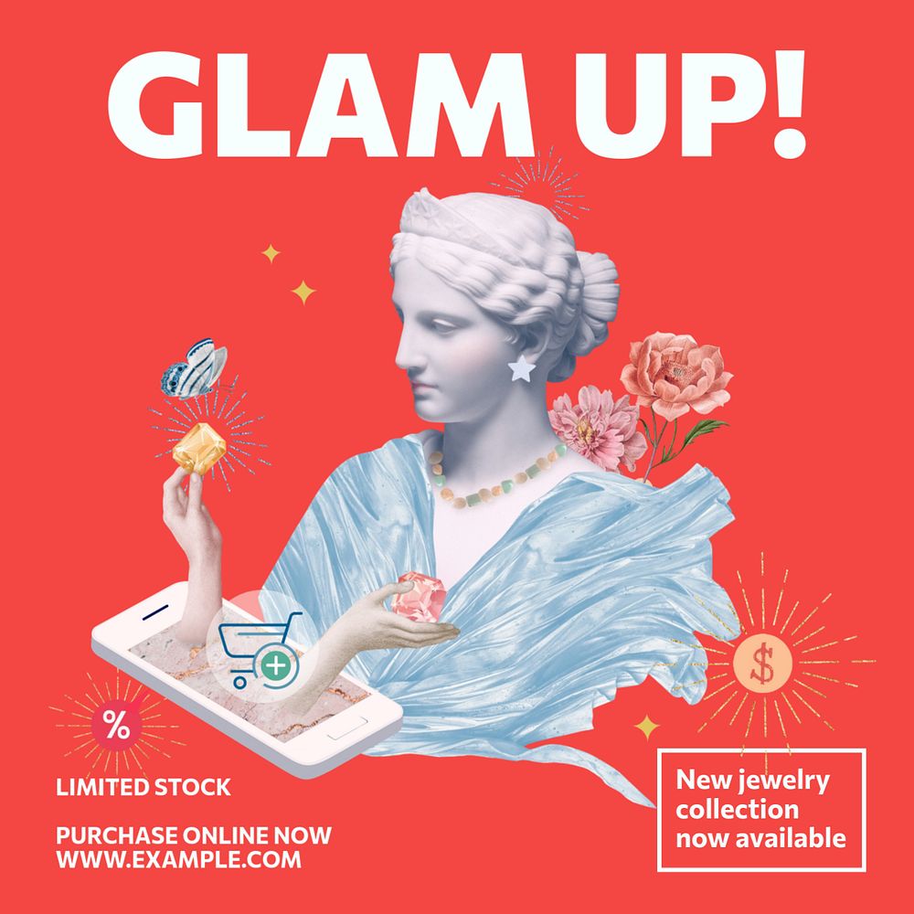 Glam up Facebook ad template, editable text & design