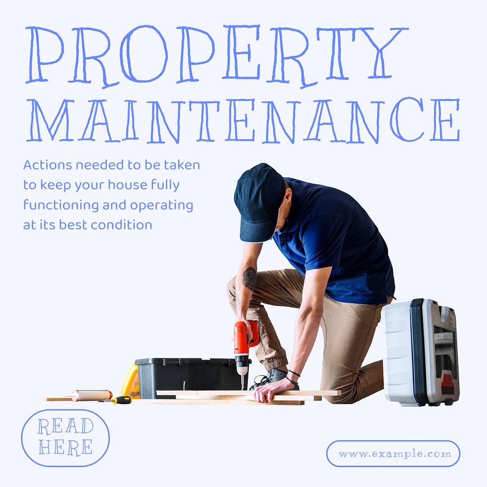 Property maintenance Facebook ad template, editable text & design