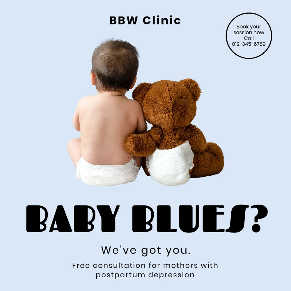 Baby blues Facebook ad template, editable text & design