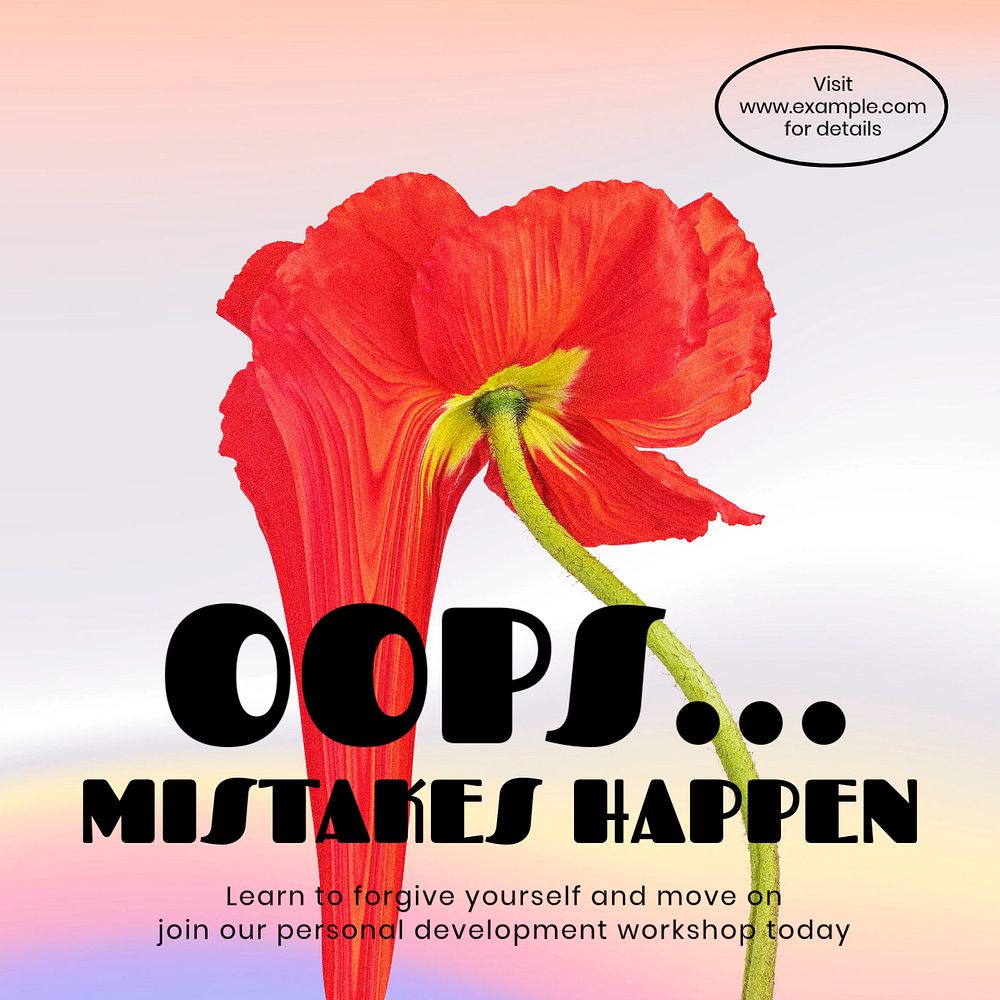 Mistakes happen Facebook ad template, editable text & design