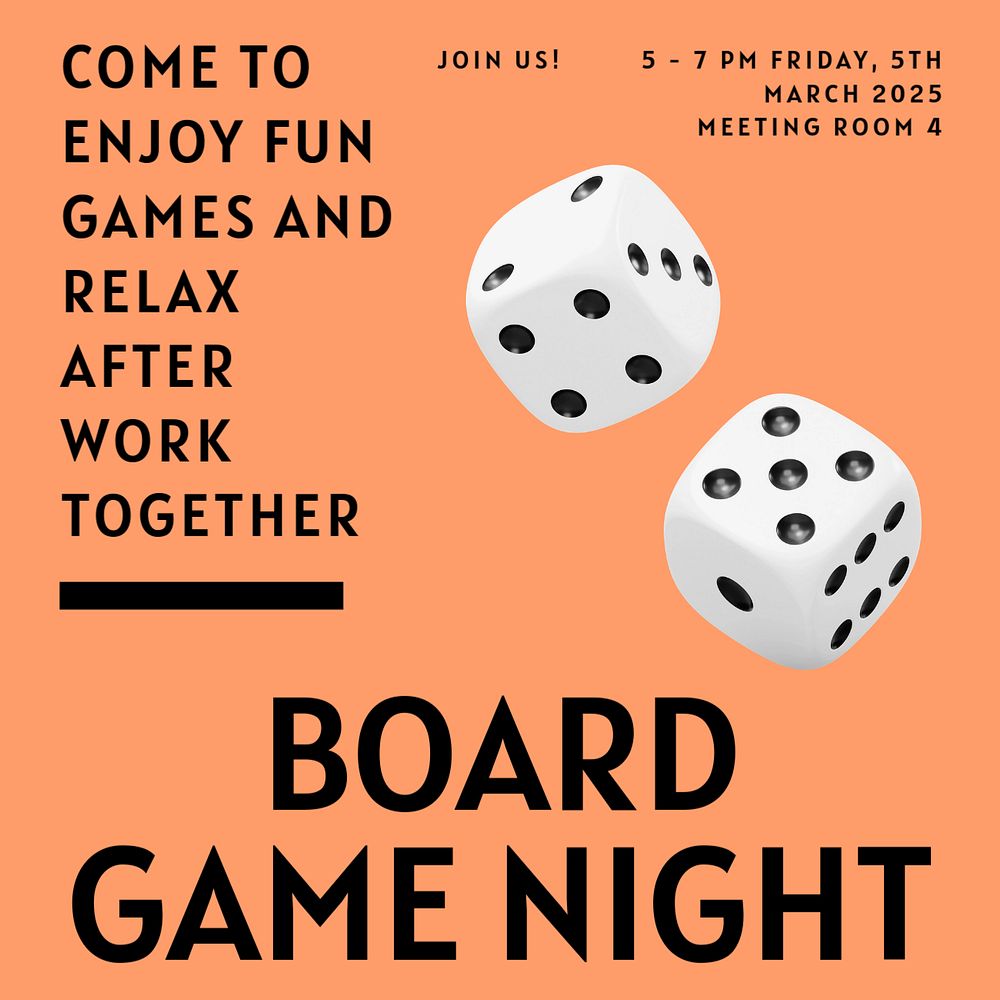 Board game night Facebook ad template, editable text & design