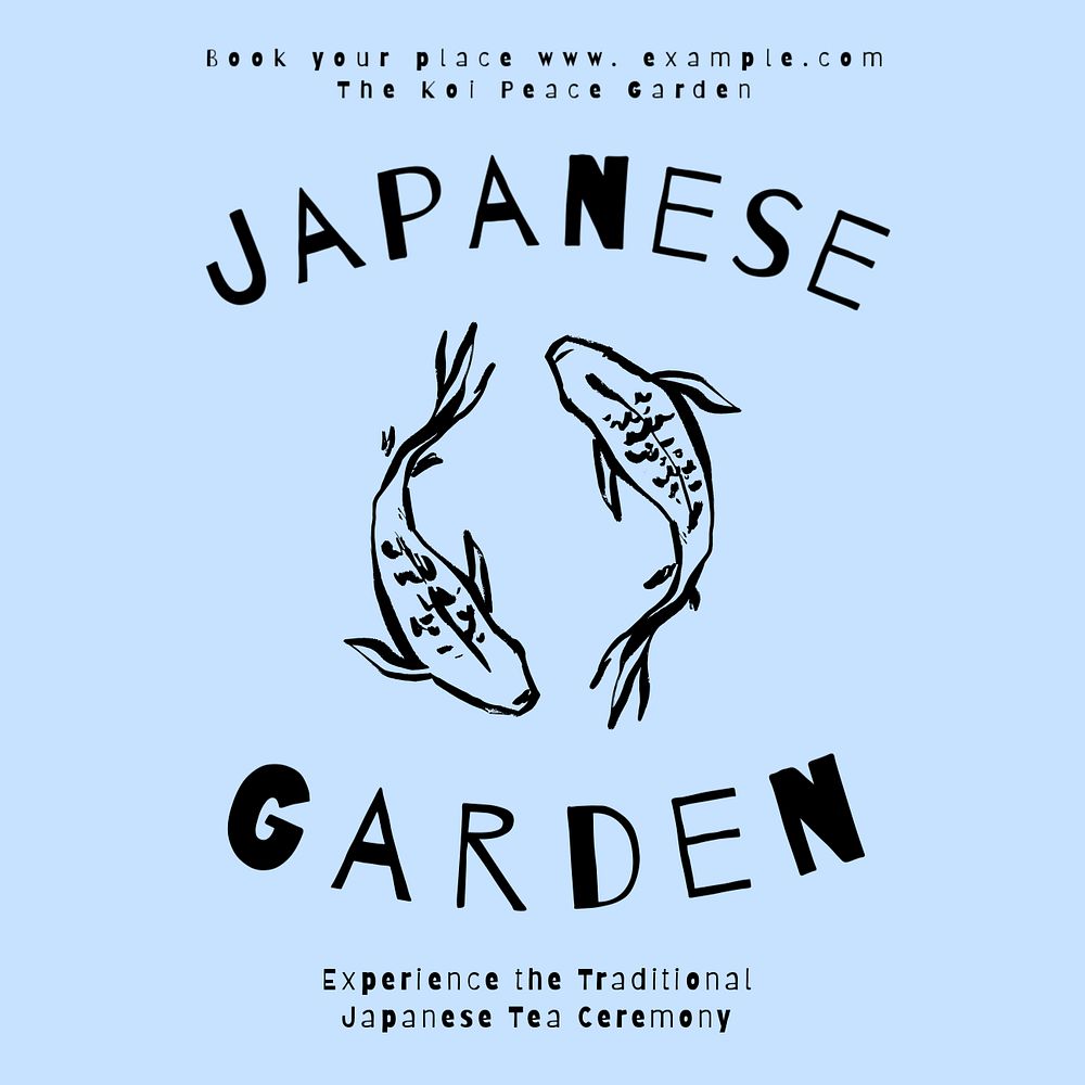 Japanese garden Facebook ad template, editable text & design