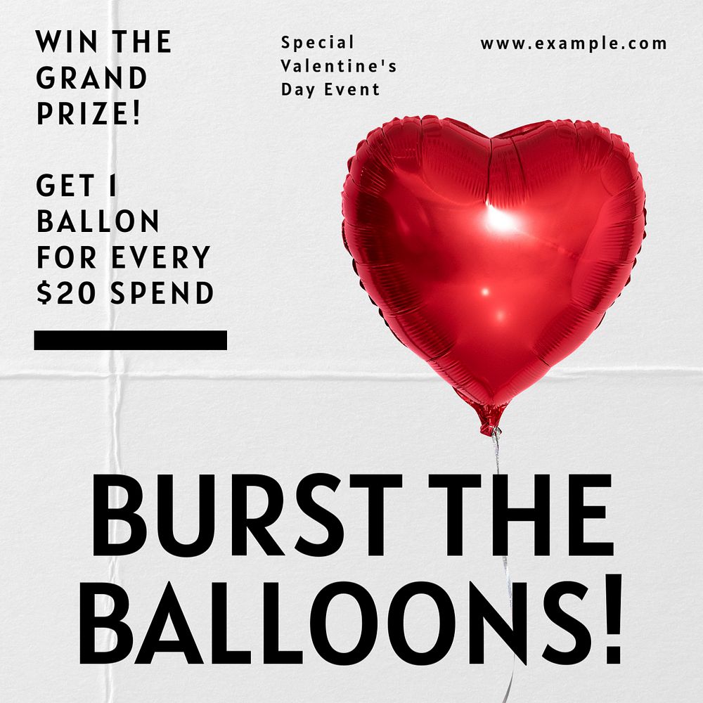 Burst the balloon Facebook ad template, editable text & design