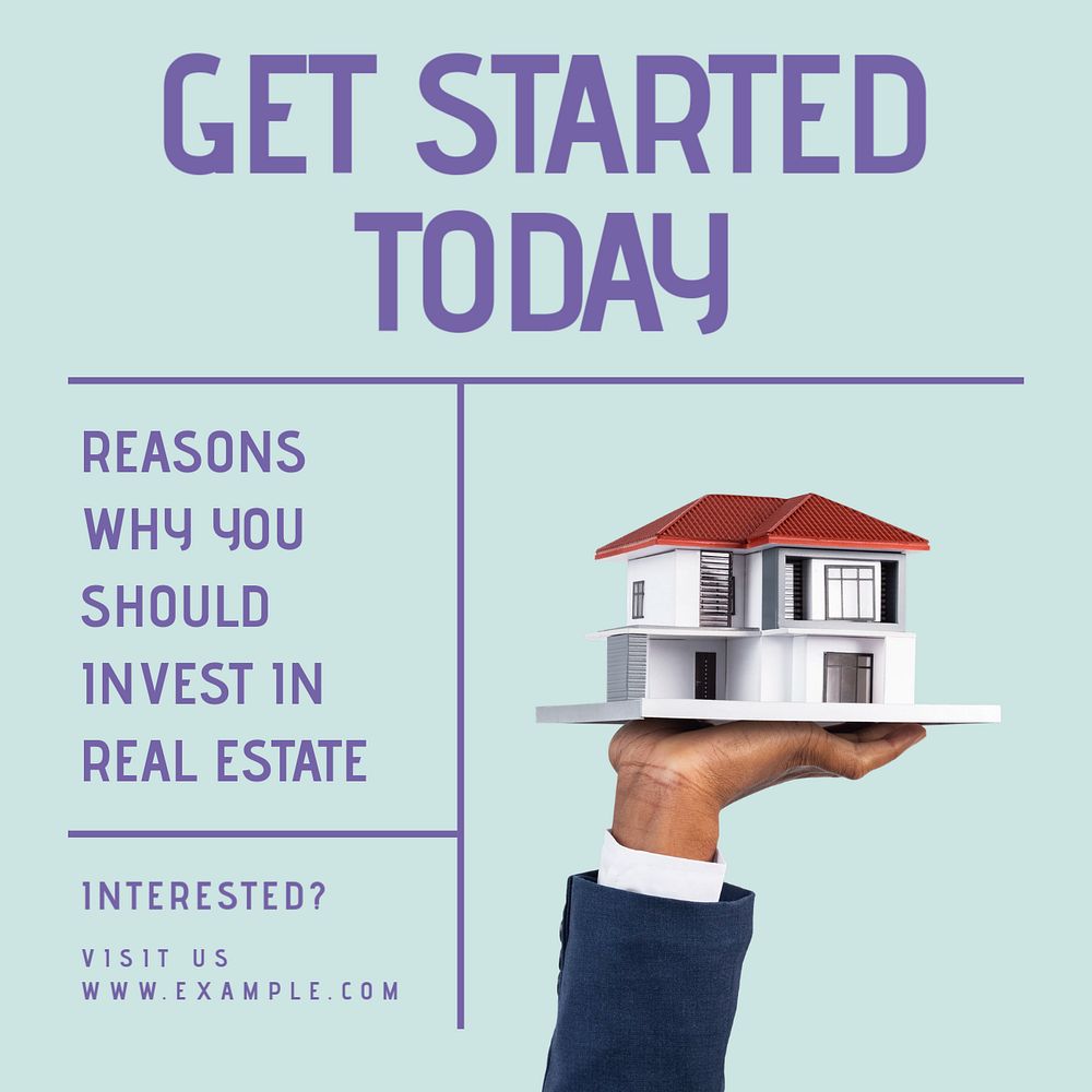 Real estate investment Facebook ad template, editable text & design