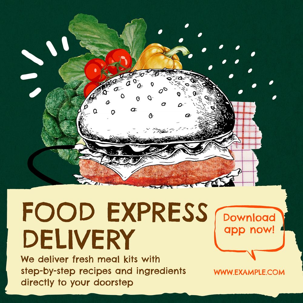 Food delivery express Instagram post template, editable social media design