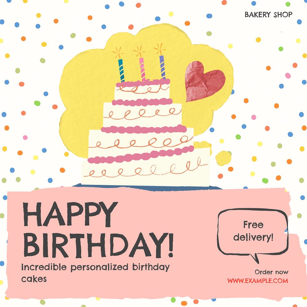 Happy birthday Instagram post template, editable social media design