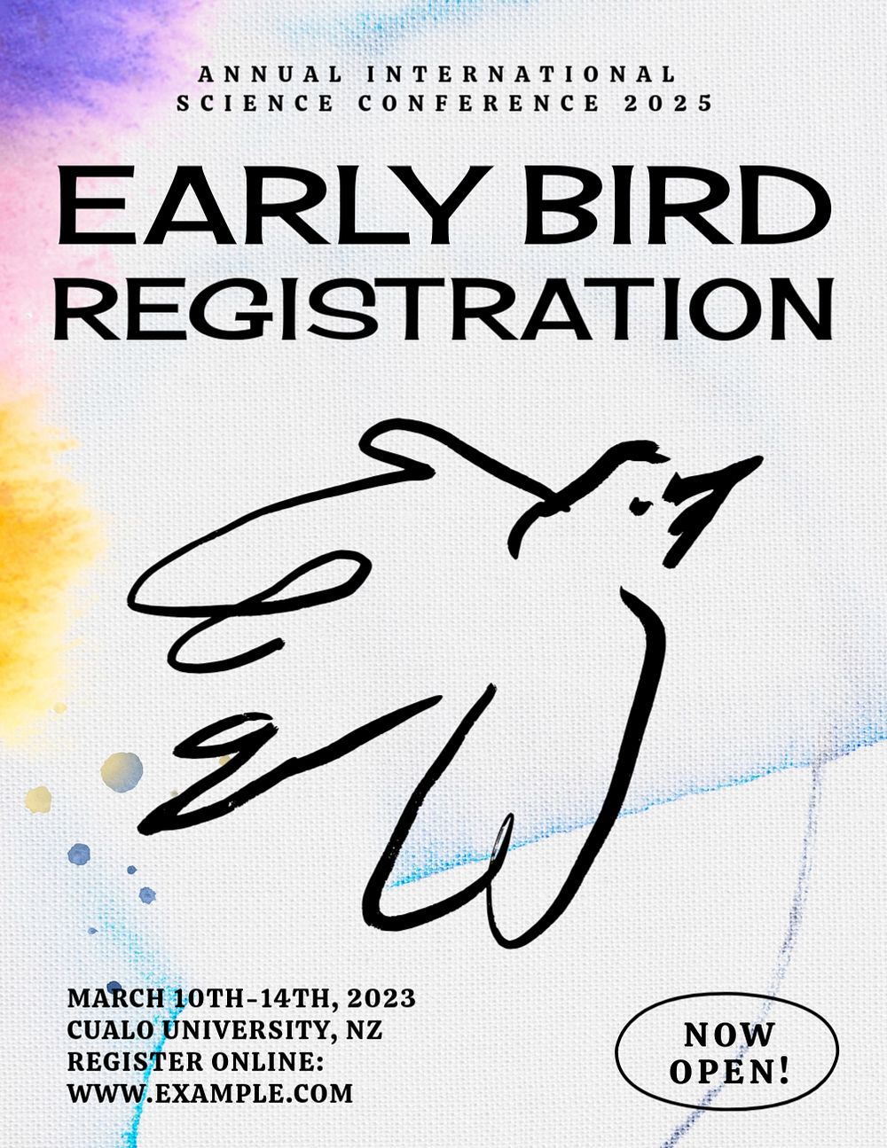 Early bird registration flyer template, editable advertisement