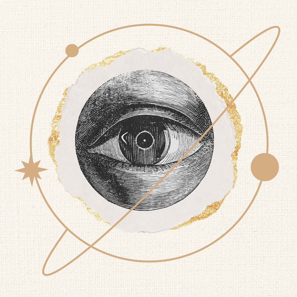 Editable observing eye astrology, fortune telling collage design