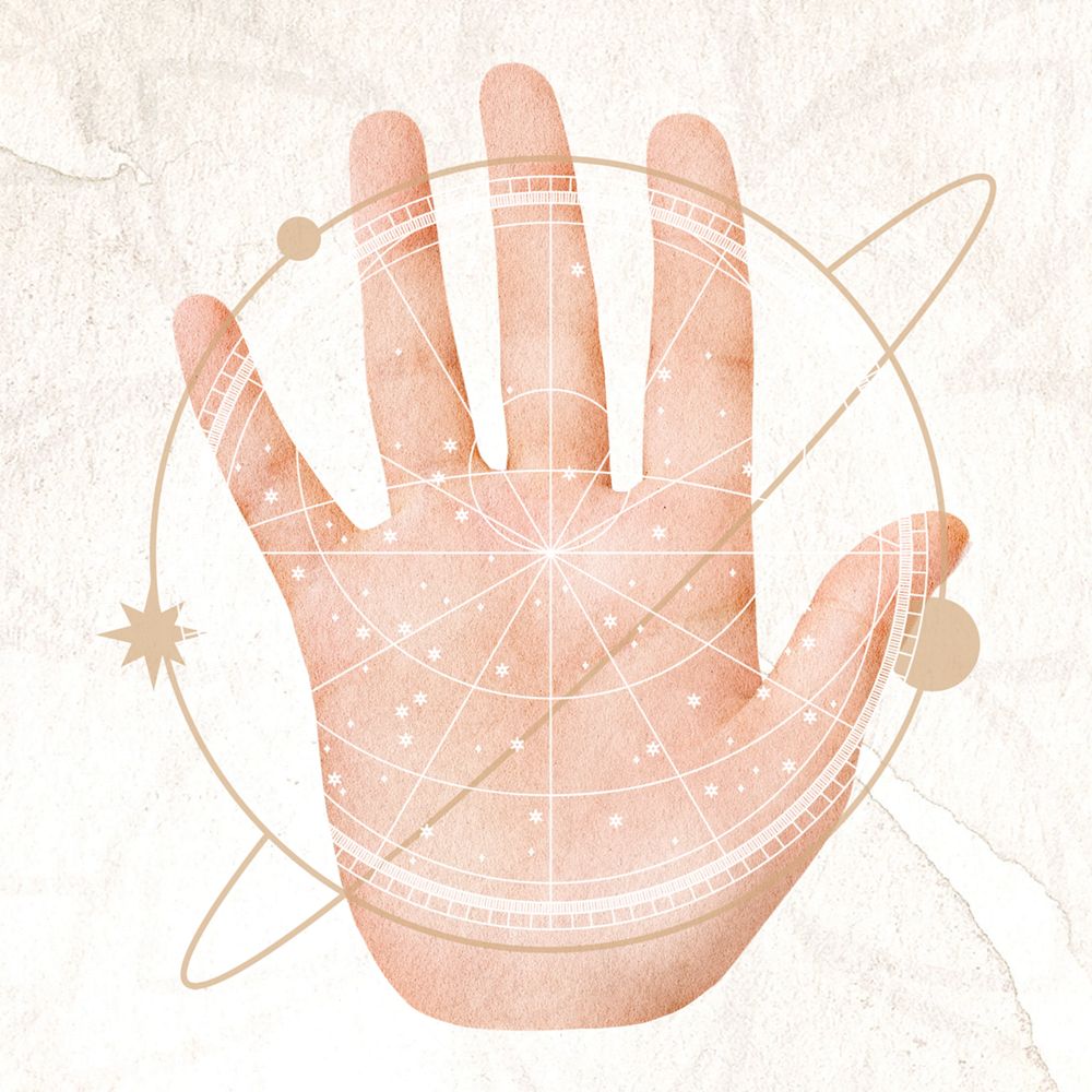 Editable palm reading astrology, fortune telling collage design