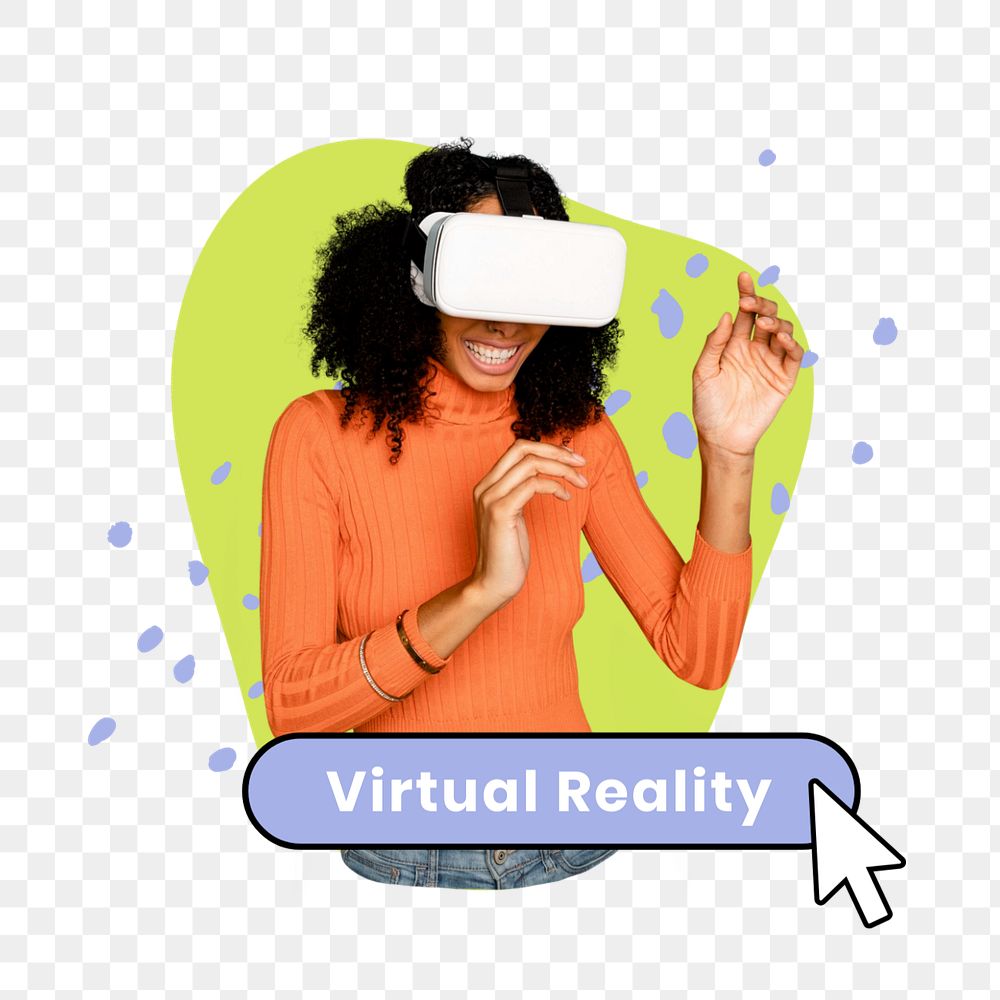 Virtual reality  word sticker typography, editable design