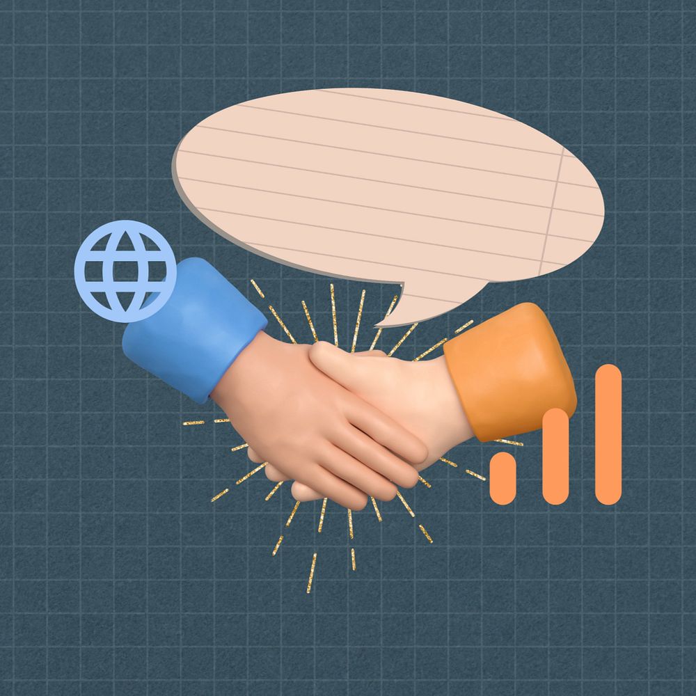 Cute handshake collage element, dark  editable design