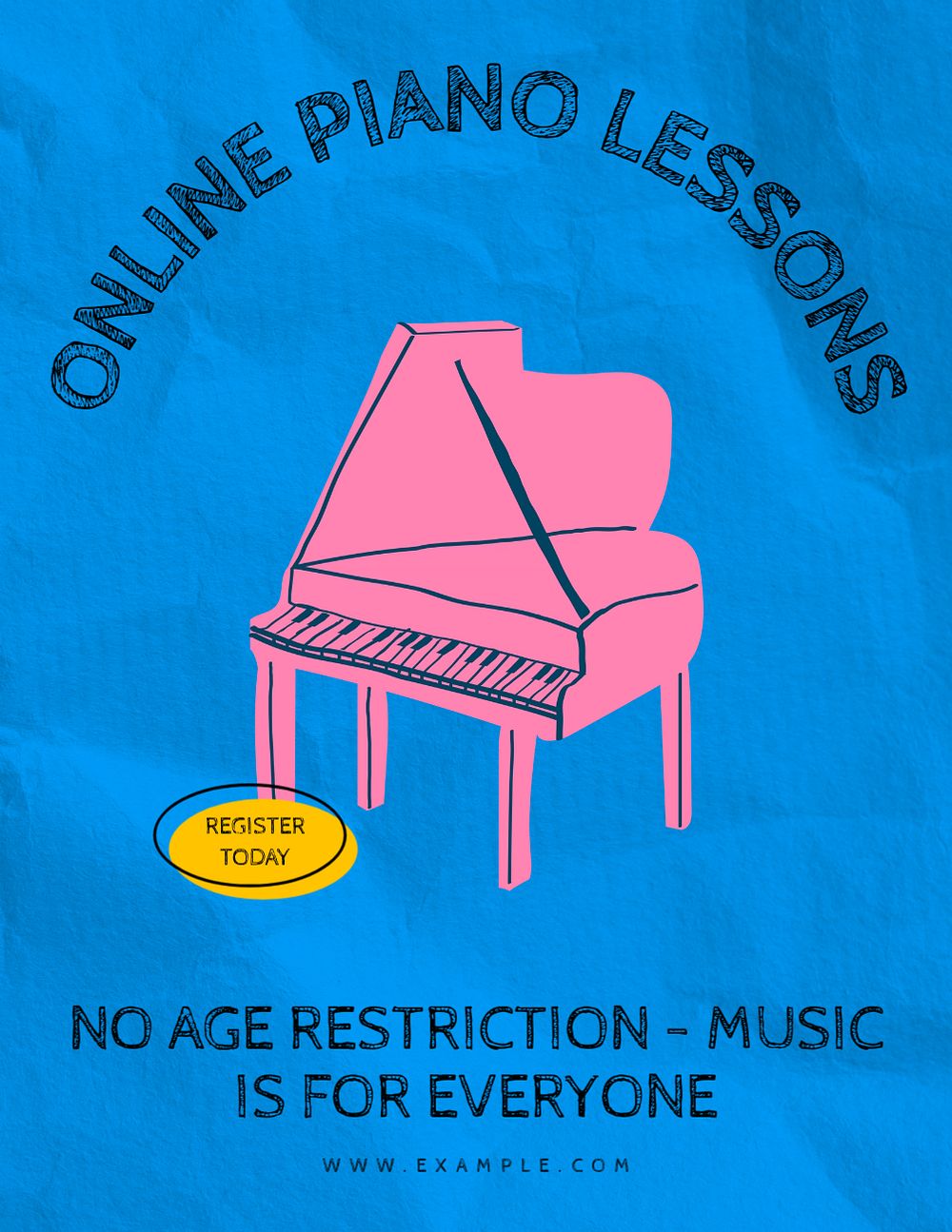 Online piano lesson flyer template, editable advertisement