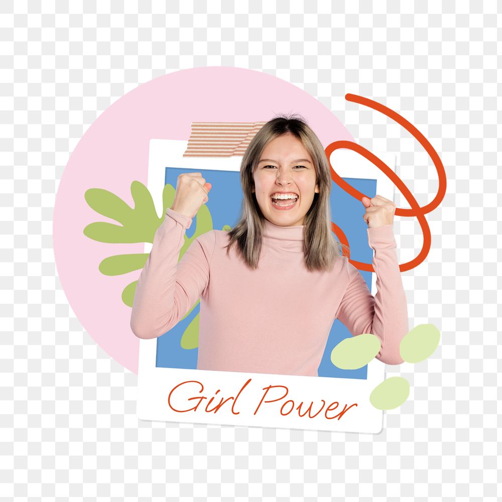 Girl power  word sticker typography, editable design