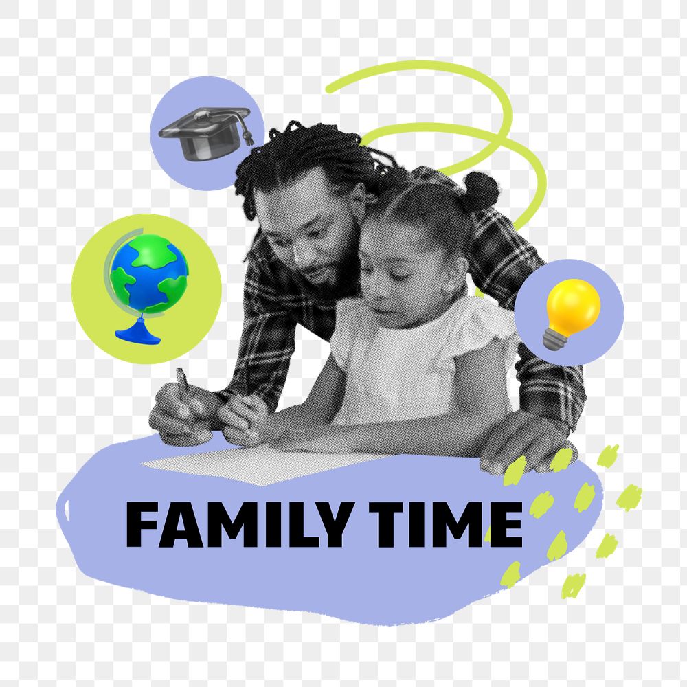 Family time  word sticker typography, editable design