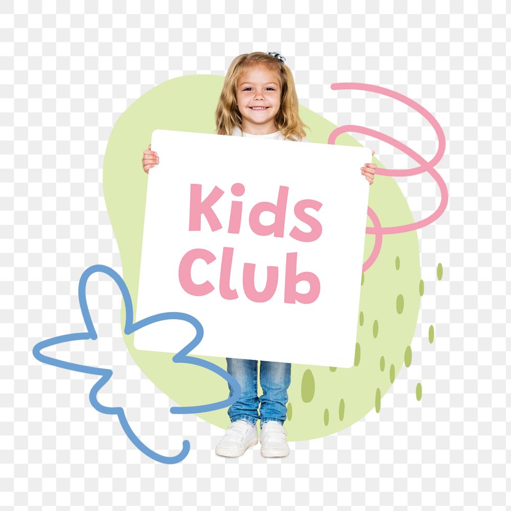 Kids club  word sticker typography, editable design