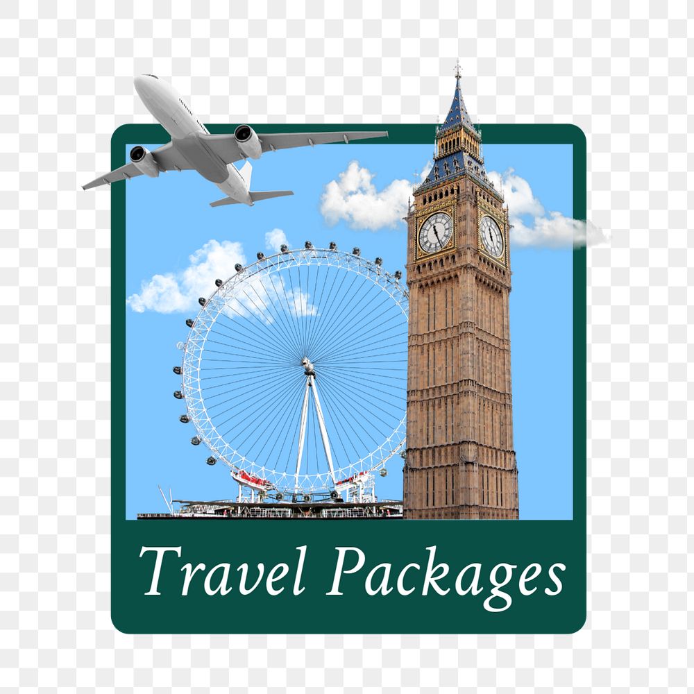 Travel packages  word sticker typography, editable design