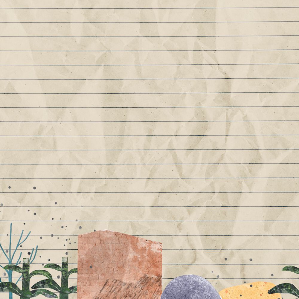 Beige note paper background, trees and nature border, editable design