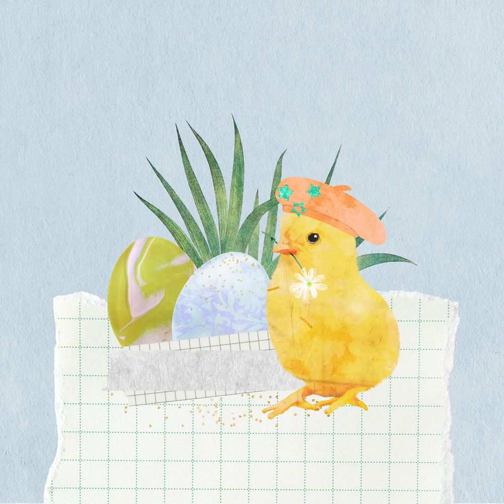 Editable little chick Easter collage design