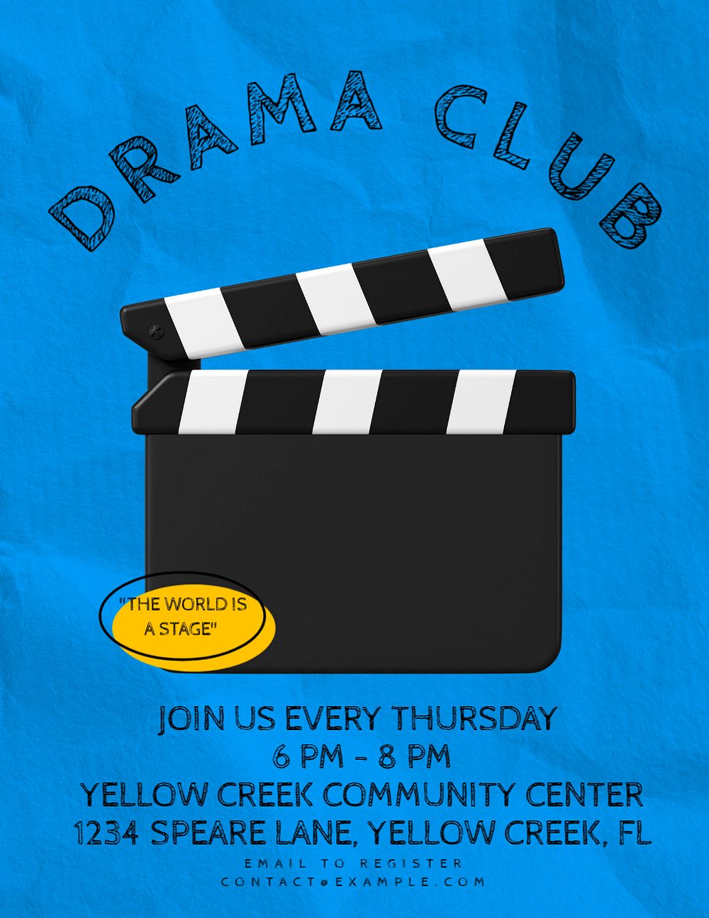 Drama club flyer template, editable advertisement