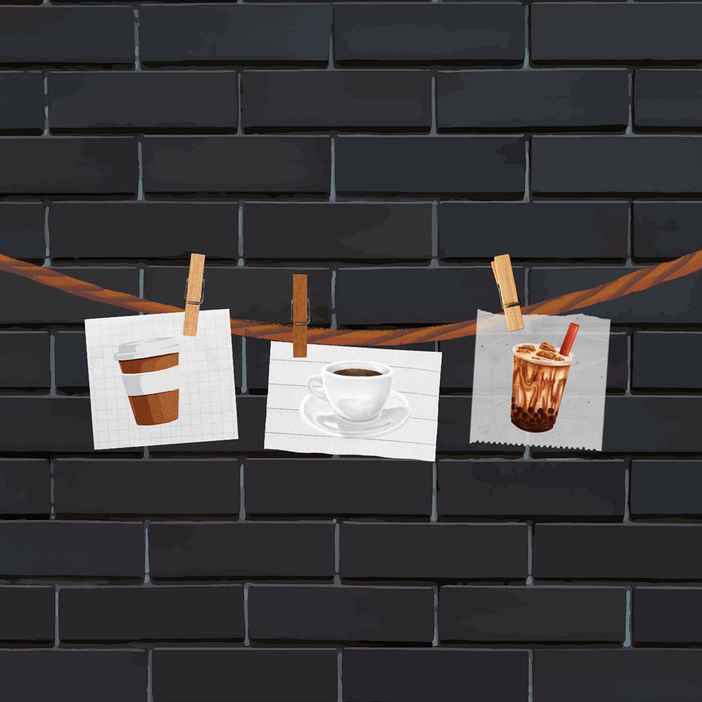 Hanging coffee images, editable photo design