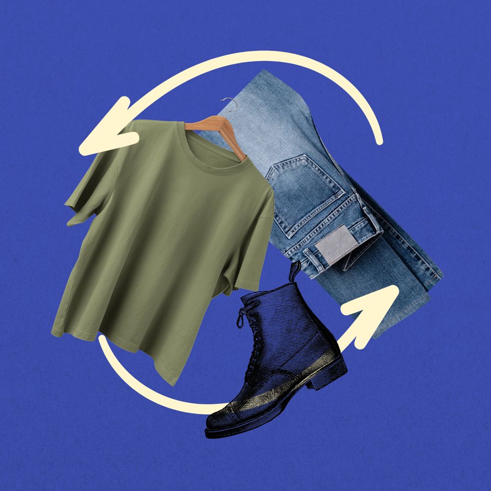 Recycle clothing, creative fashion collage, editable design