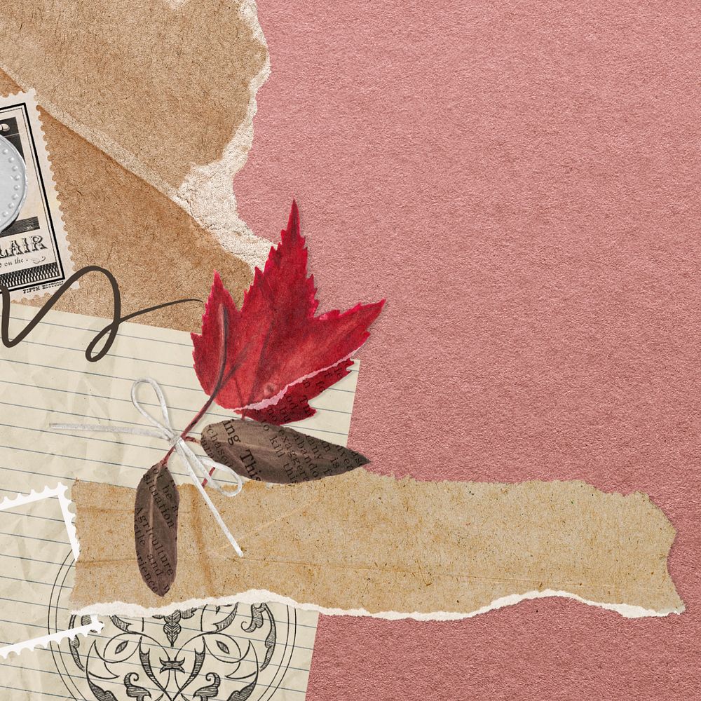 Editable Autumn journal border, dry maple leaf design