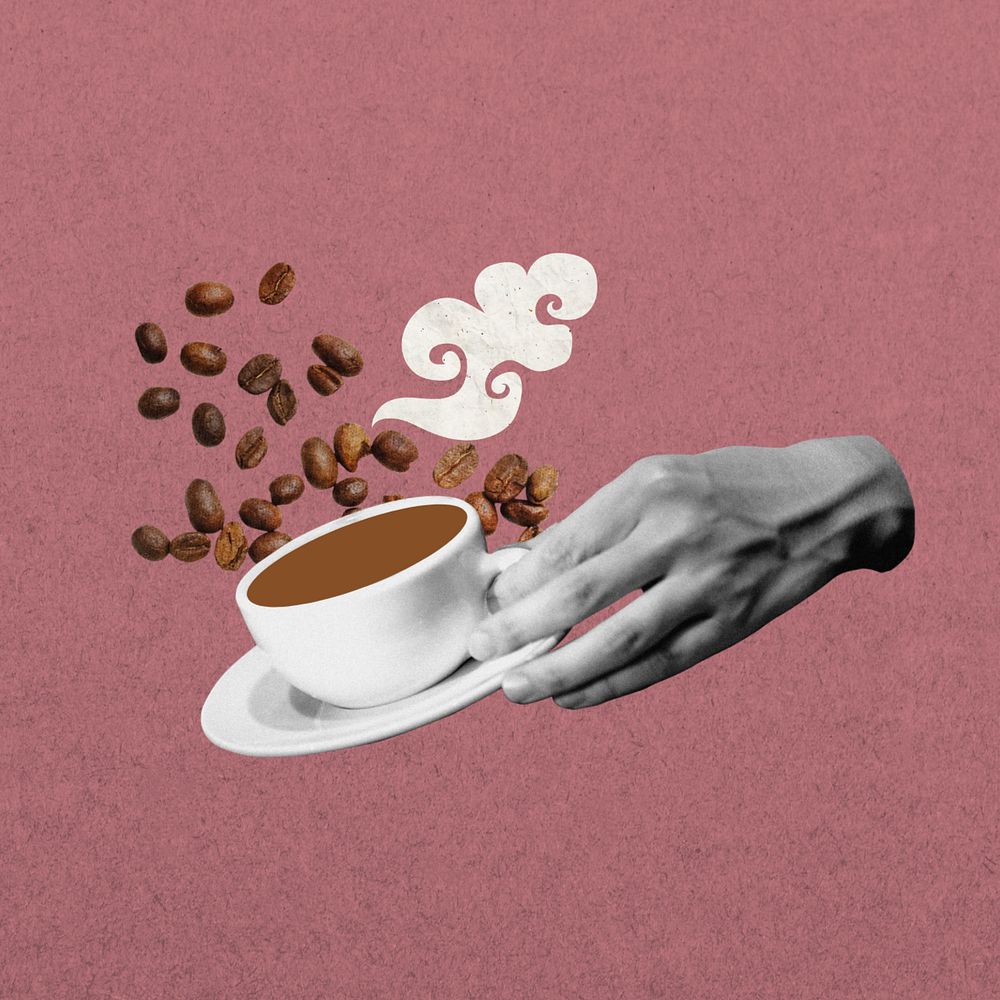 Coffee lover aesthetic, creative collage, editable design