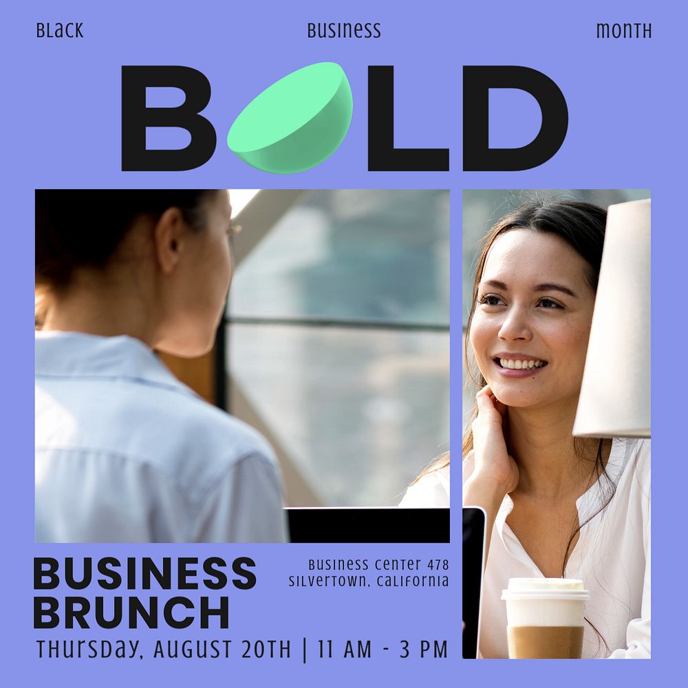 Business brunch Instagram ad template, editable colorful design