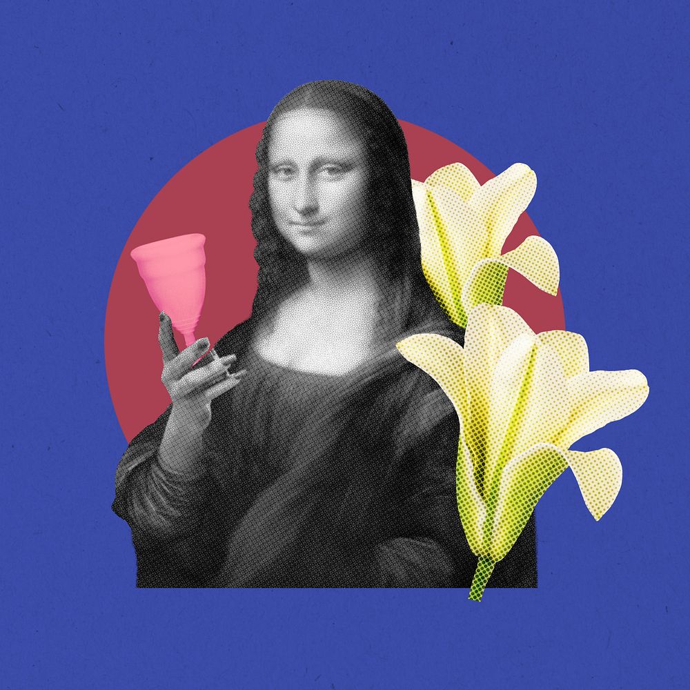 Mona Lisa feminine health, creative wellness collage, remixed by rawpixel, editable design