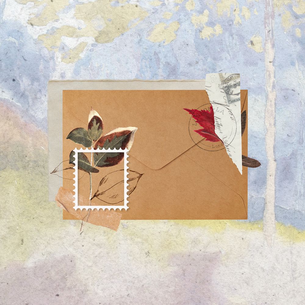 Editable postage stamp, vintage envelope design