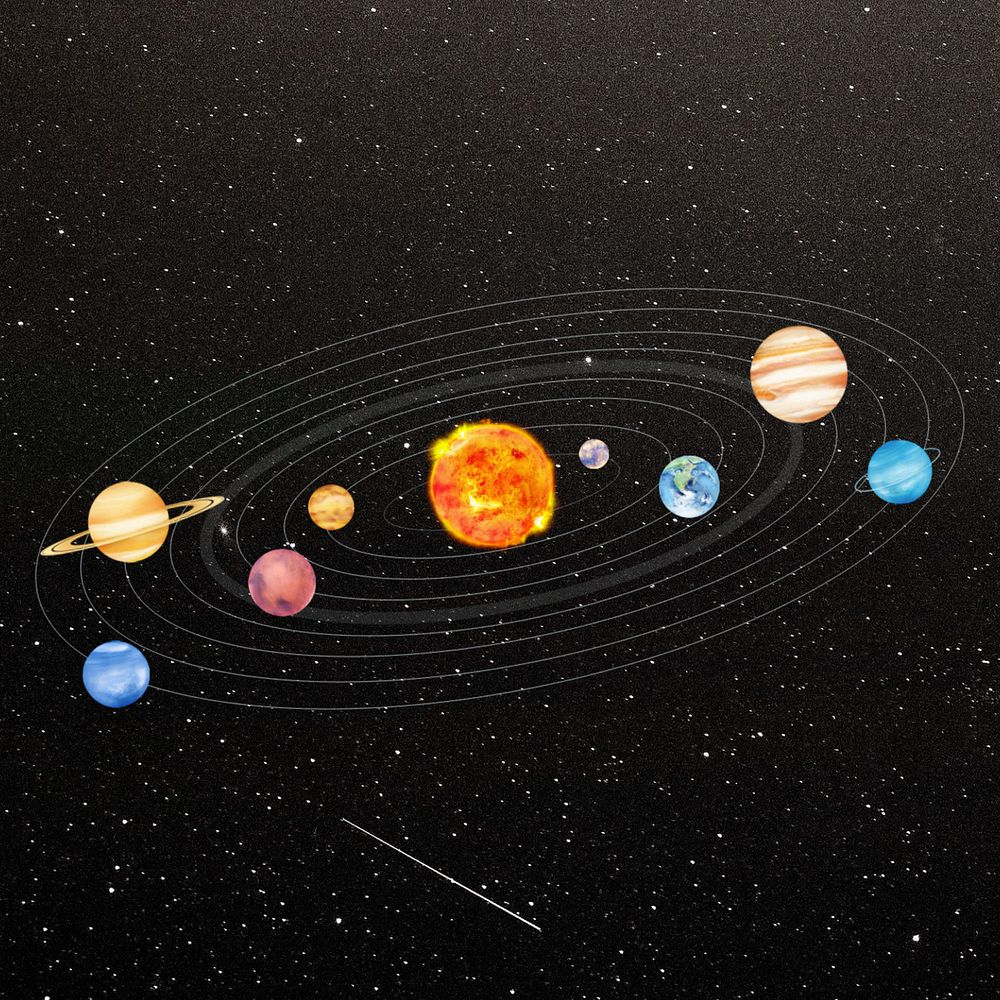 Editable solar system, creative galaxy collage design