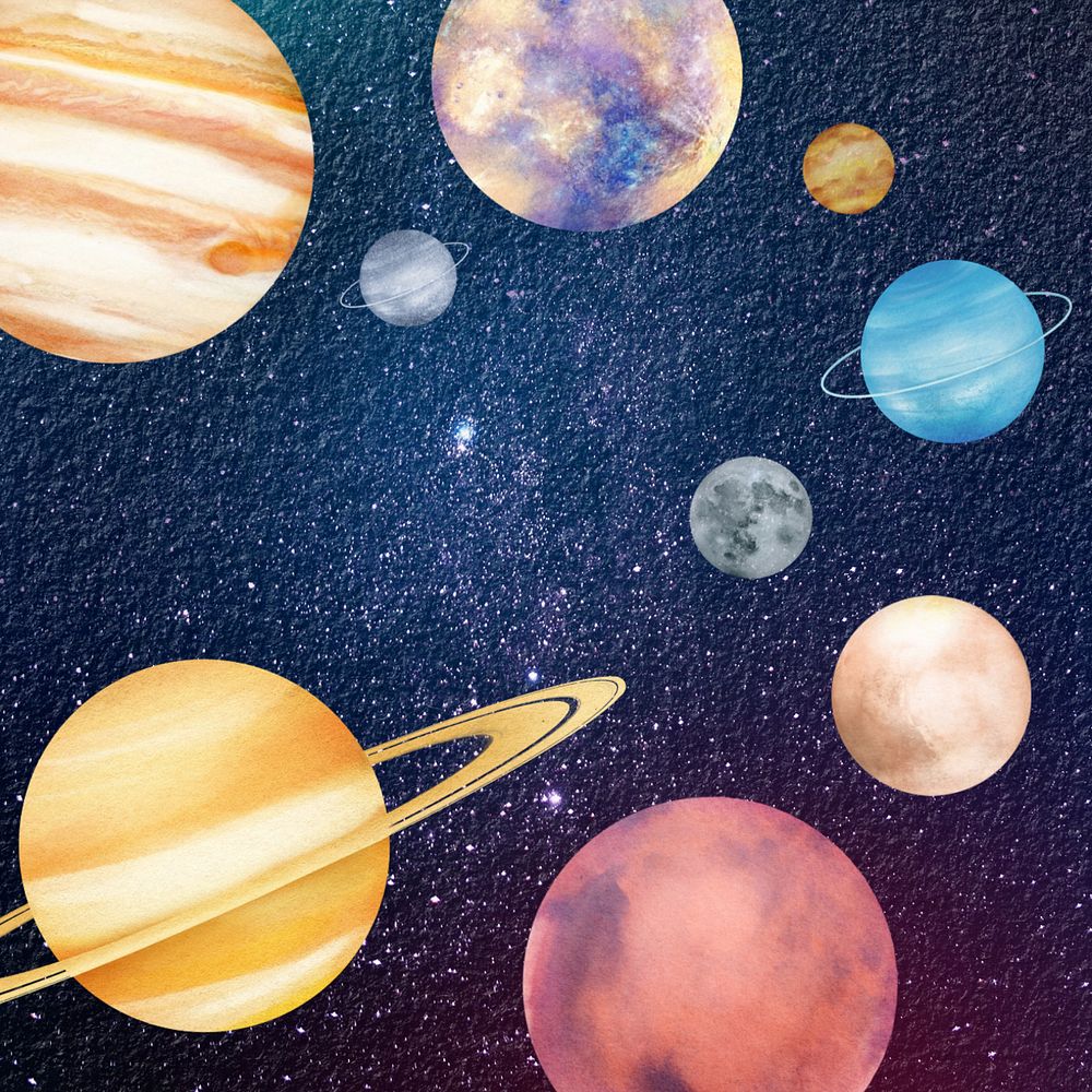 Editable solar system, aesthetic starry sky design