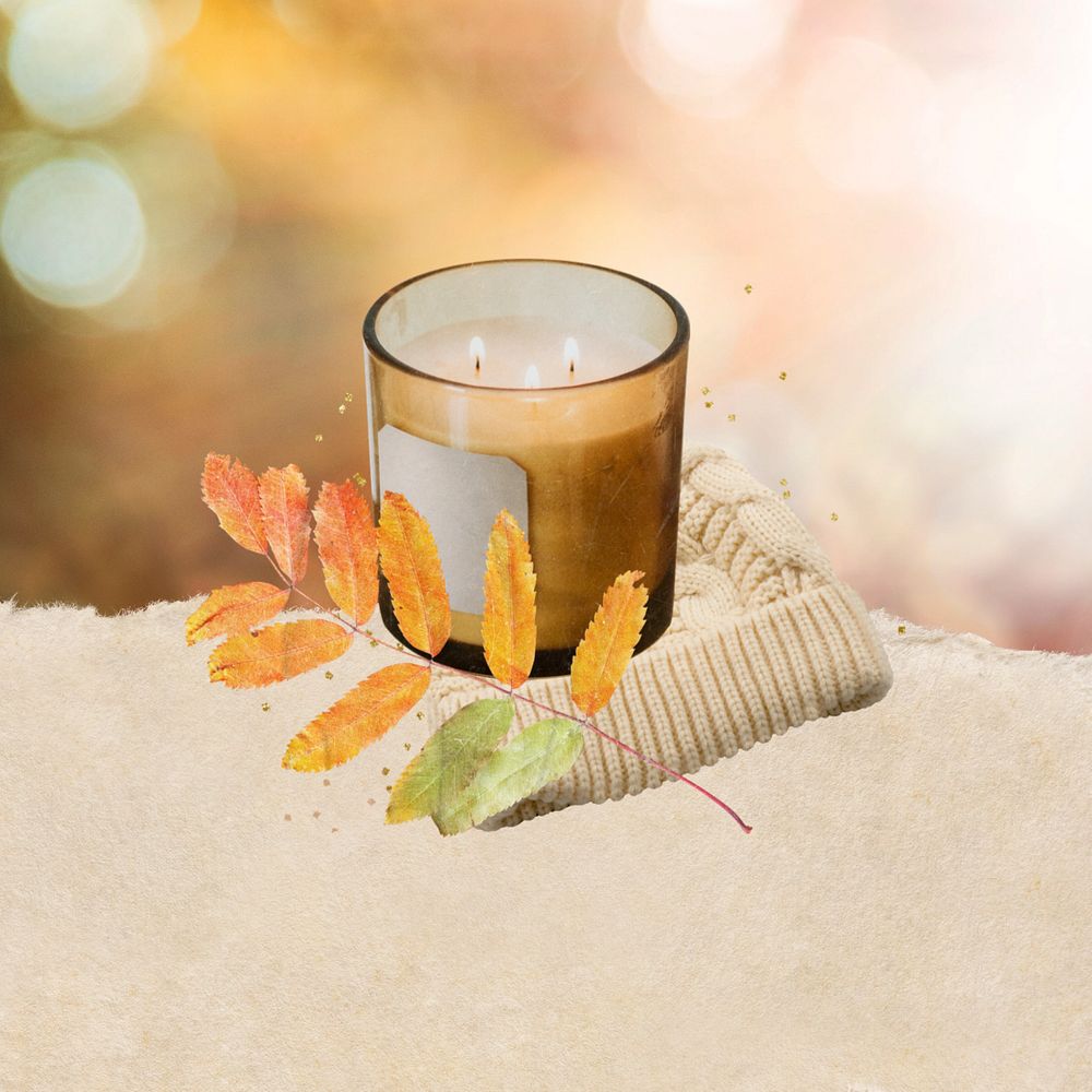 Aroma candle, editable Autumn design